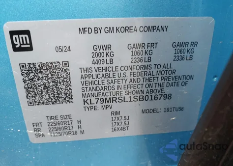 2025 Chevrolet Trailblazer Awd Lt from USA, damaged, VIN KL79MRSL1SB016798